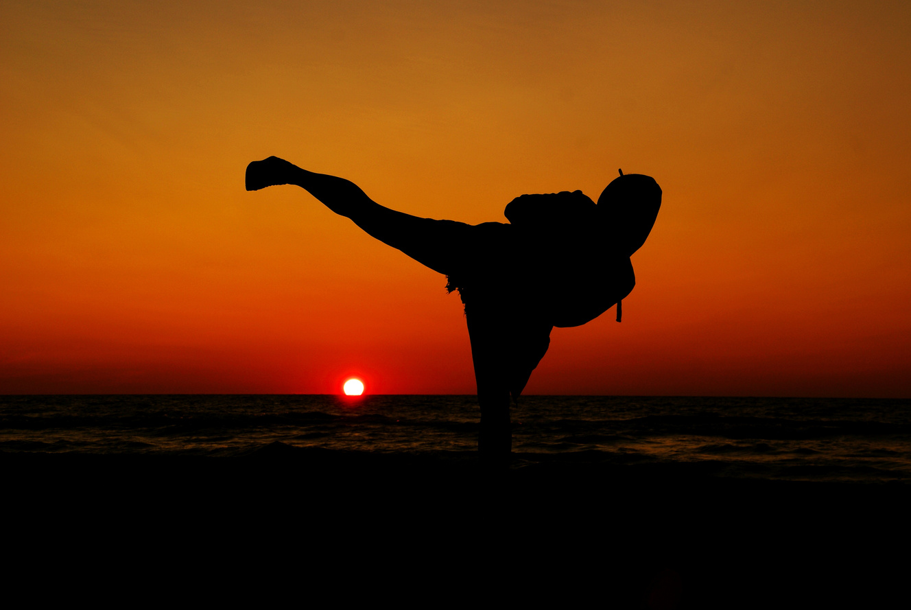 Martial arts at sunset